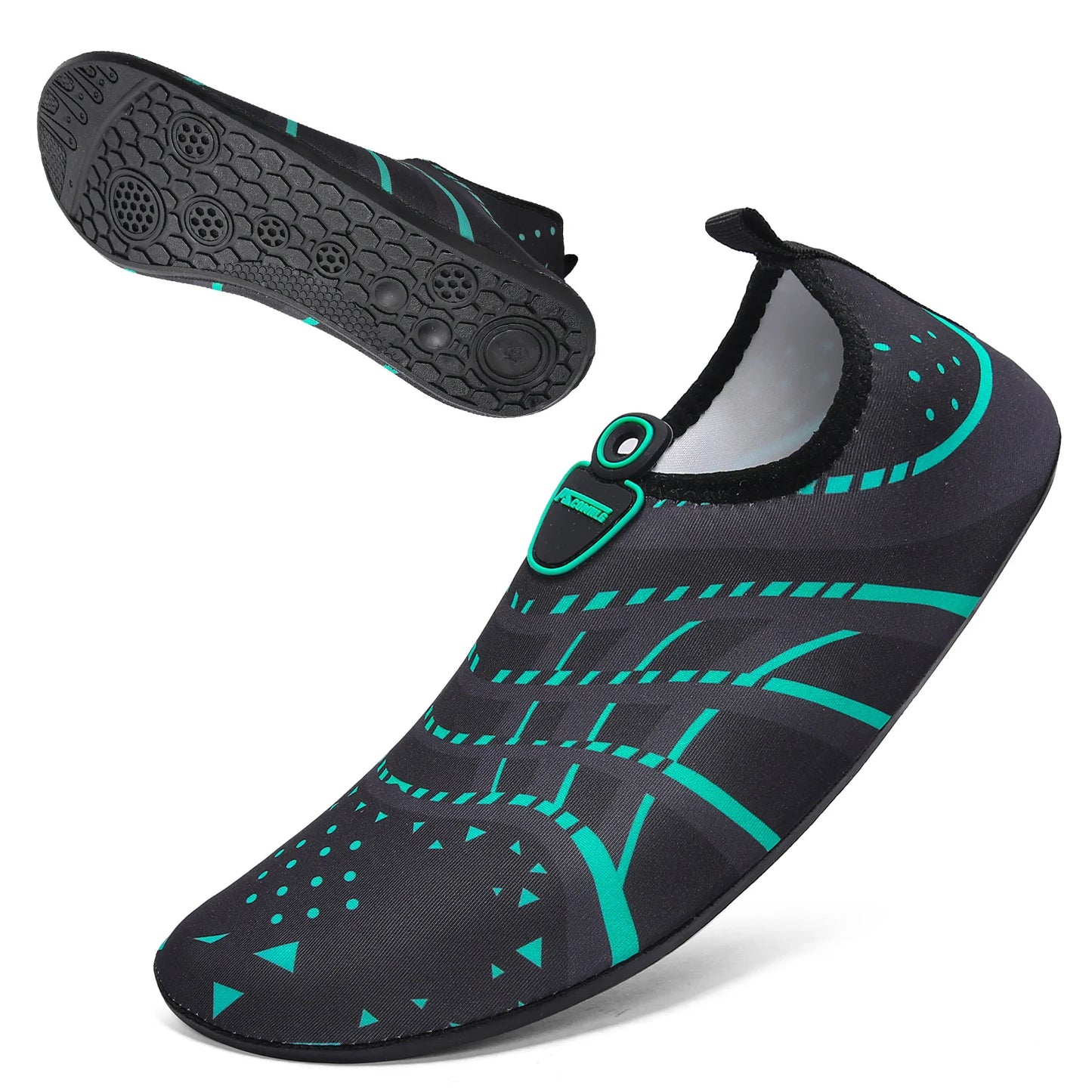 New Beach Shoes Wading Upstream Shoes Non-Slip Water Socks Swimming Shoes Breathable Treadmill Soft Shoes Black Soft Soled