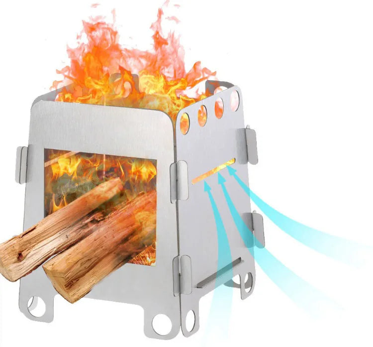 Camping Furnace Wood Stove Alcohol Stove Stainless Steel Portable Camping Stove Outdoor Stove Camping Equipment Cooking Hiking