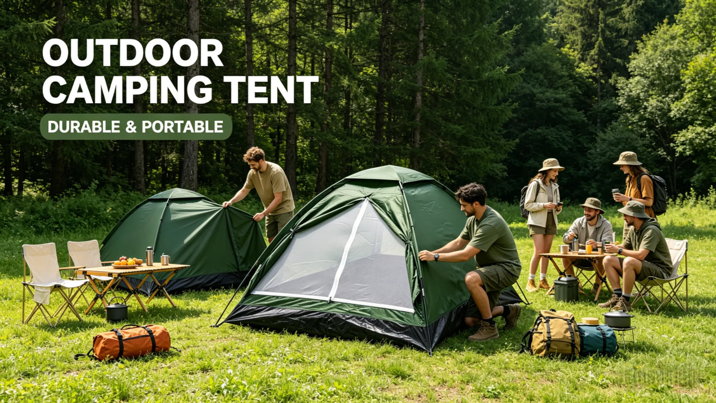 Ultralight tent for 2 persons – dual-layer door, sun shield. Essential camping equipment for outdoor hiking & adventure.