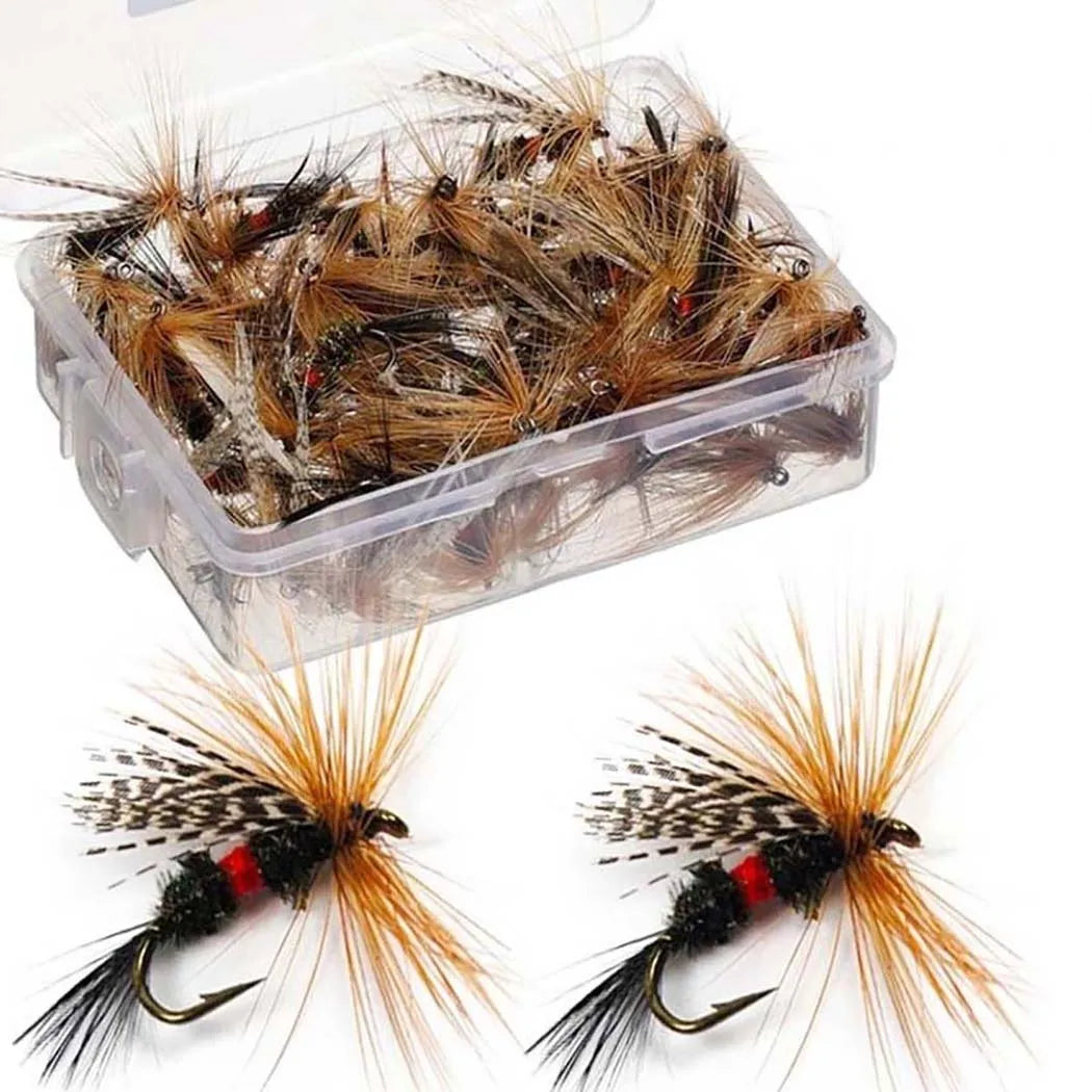 Fly Fishing Flies 10Pcs Fly Fishing Lures Bass Salmon Trouts Flies Dry/Wet Fishing Feather Bait Fishing Tackle