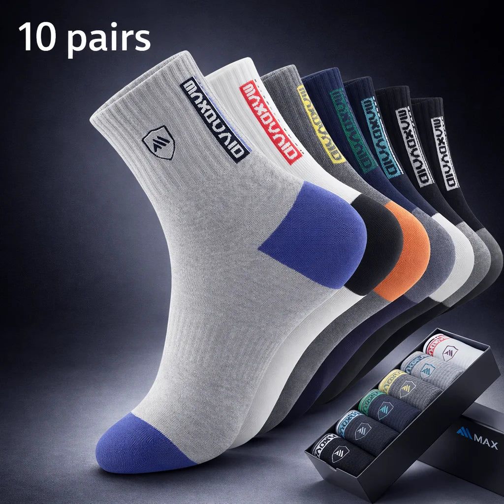 5 Pairs Men’s Breathable Bamboo Fiber Sports Socks Anti-Odor Sweat-Absorbing Business Crew Stockings Suitable for All Seasons