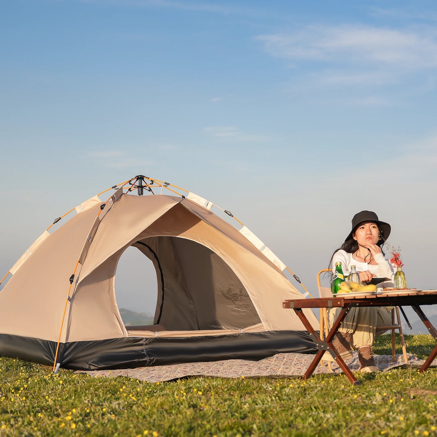 Portable Camping Tent Self-driving Travel Instant Tents For Outdoor Camping, Emergency Tent 4 Person Waterproof Family Tent