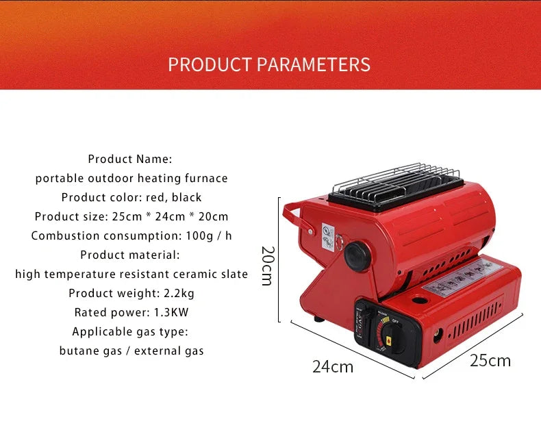 Portable Gas Camping Stove Outdoor Picnic BBQ Stove Portable Hand Warmer Home Heater Cassette Stove for Camping Tent Fishing