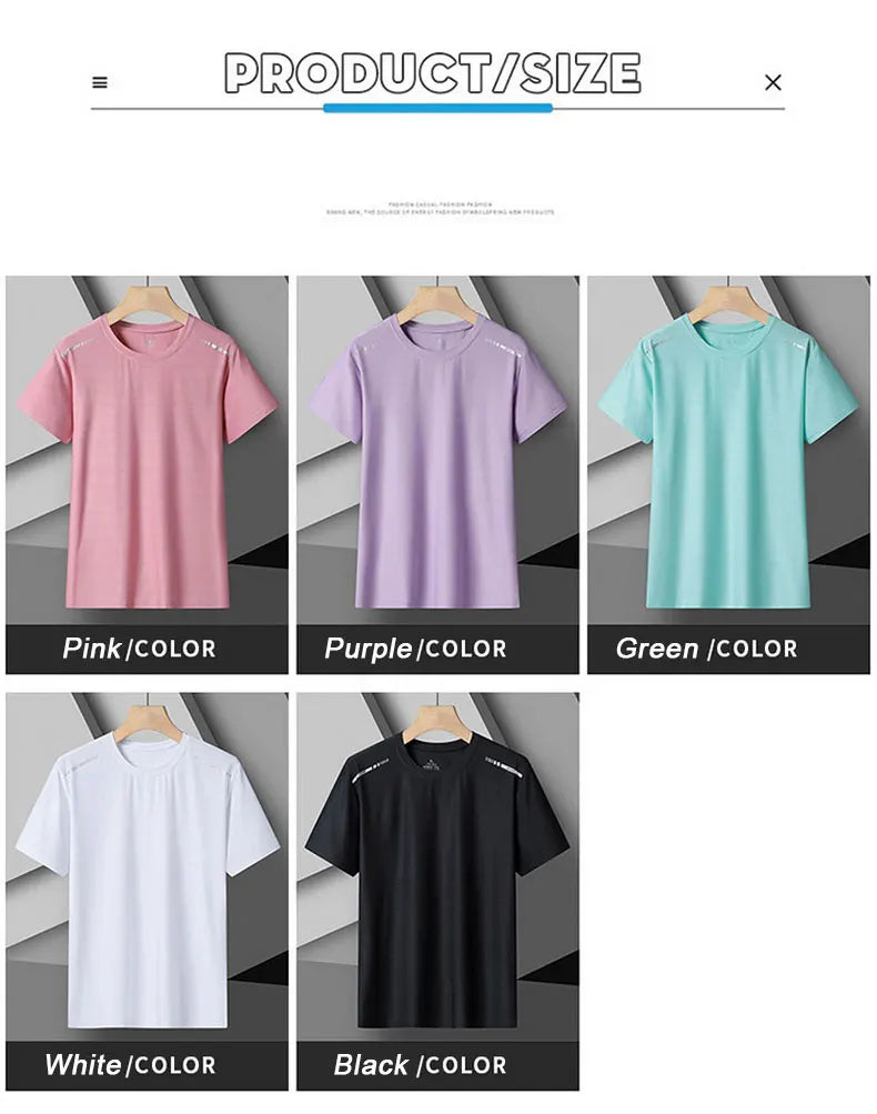 Women Reflective Running T-Shirt - High Elastic Breathable Quick-Dry Ice Silk Sport Top for Summer, Cool Short Sleeve Active Tee