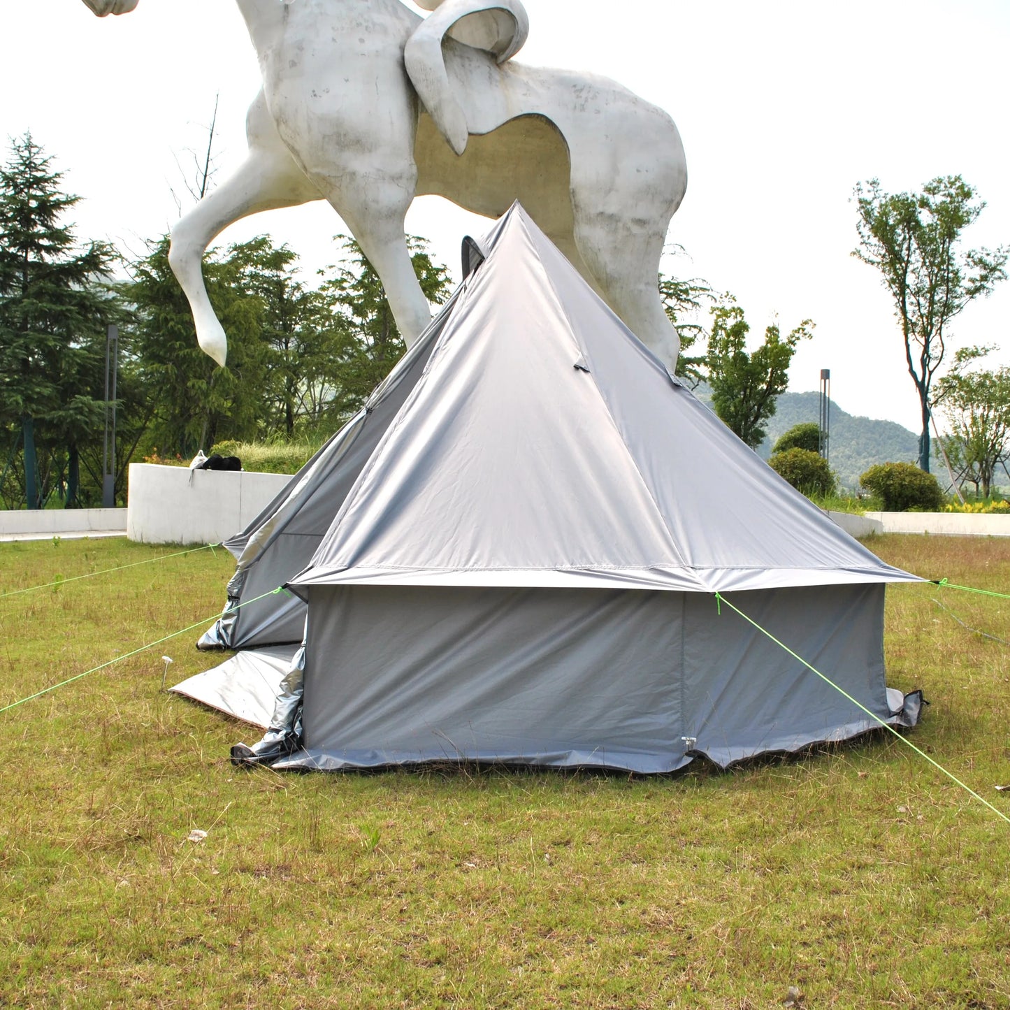 8 Person Large Pyramid Hot Tent with Four Seasons Camping Chimney Wood Stove for Outdoor Cooking Mongolian Bag Tent CZX-998