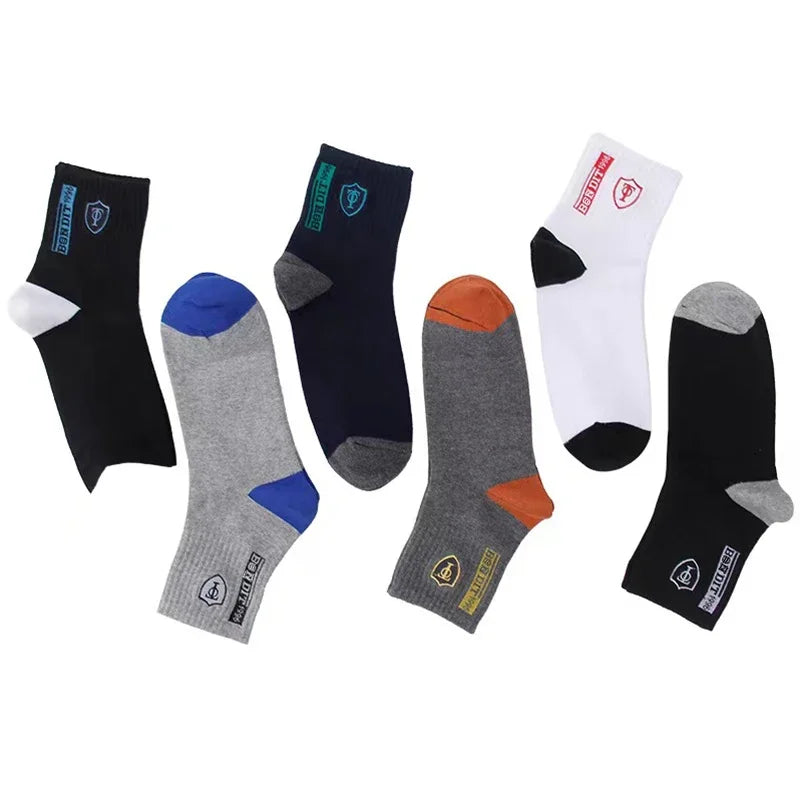 5 Pairs Men’s Breathable Bamboo Fiber Sports Socks Anti-Odor Sweat-Absorbing Business Crew Stockings Suitable for All Seasons