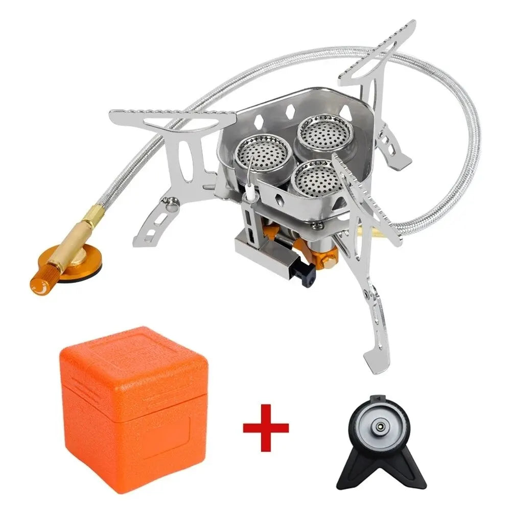 Portable Lightweight Outdoor Camping Three-Head Stove for Barbecue And Tea Drinking - Compact Travel-Friendly Design
