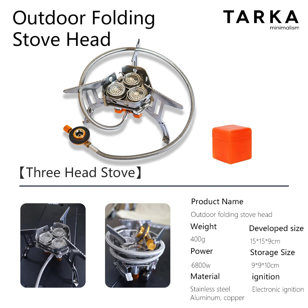 Portable Lightweight Outdoor Camping Three-Head Stove for Barbecue And Tea Drinking - Compact Travel-Friendly Design