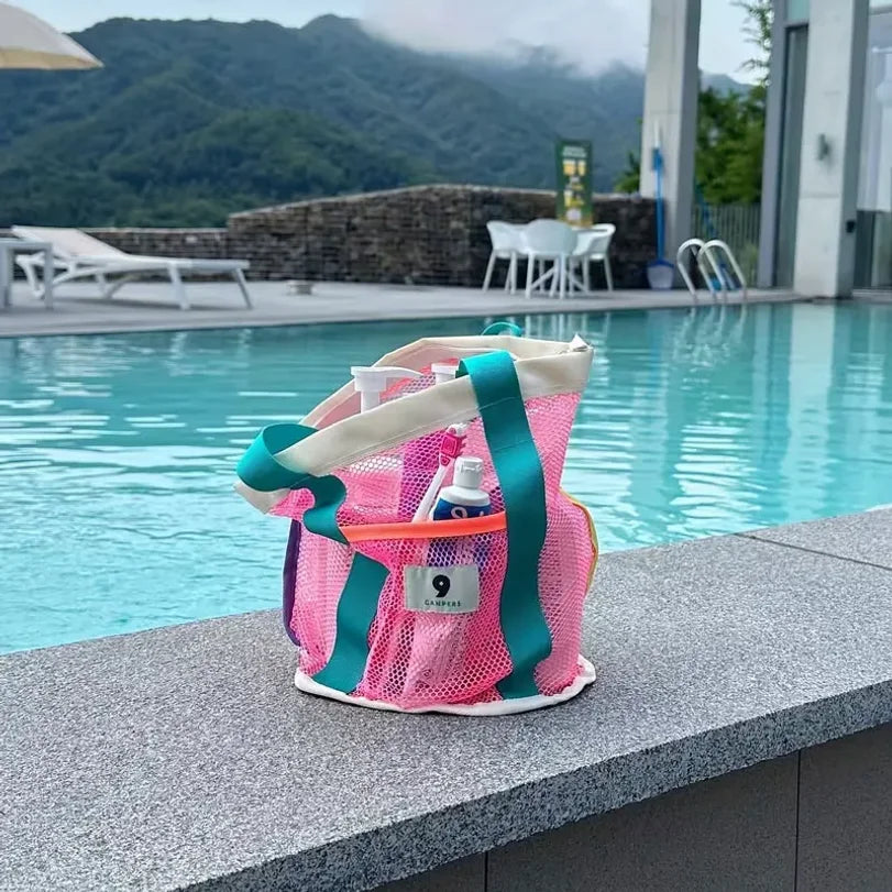 1 Piece Beach Bucket - Bathing Storage Bag, Portable Mesh Toiletry Tote for the Seaside