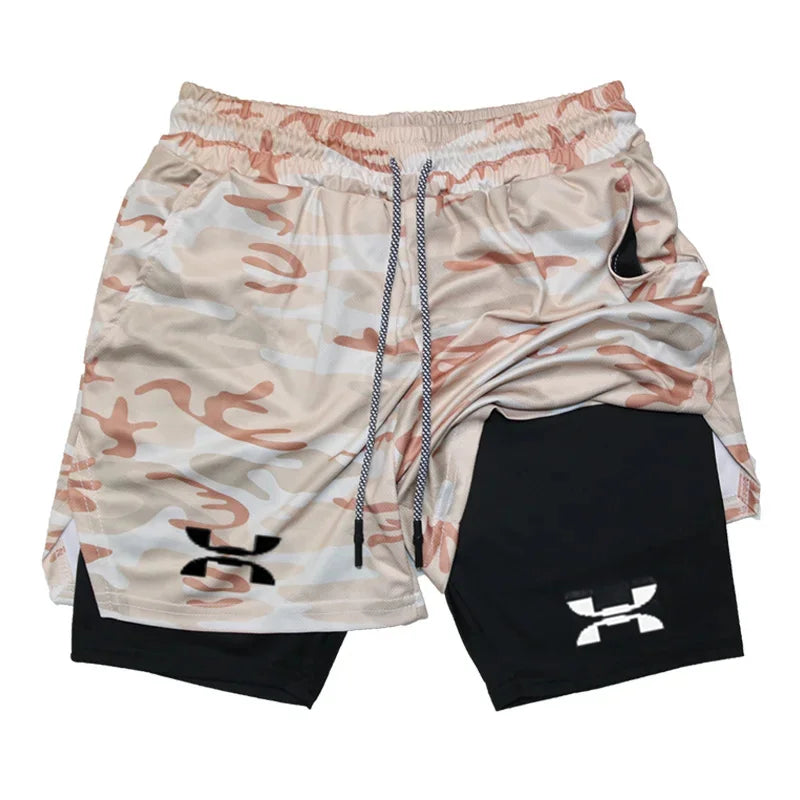 New Running Shorts Men Gym Sports Shorts 2 in 1 Quick Drying Workout Boxing Training Bottoms Fitness Jogging Short Pants Summer