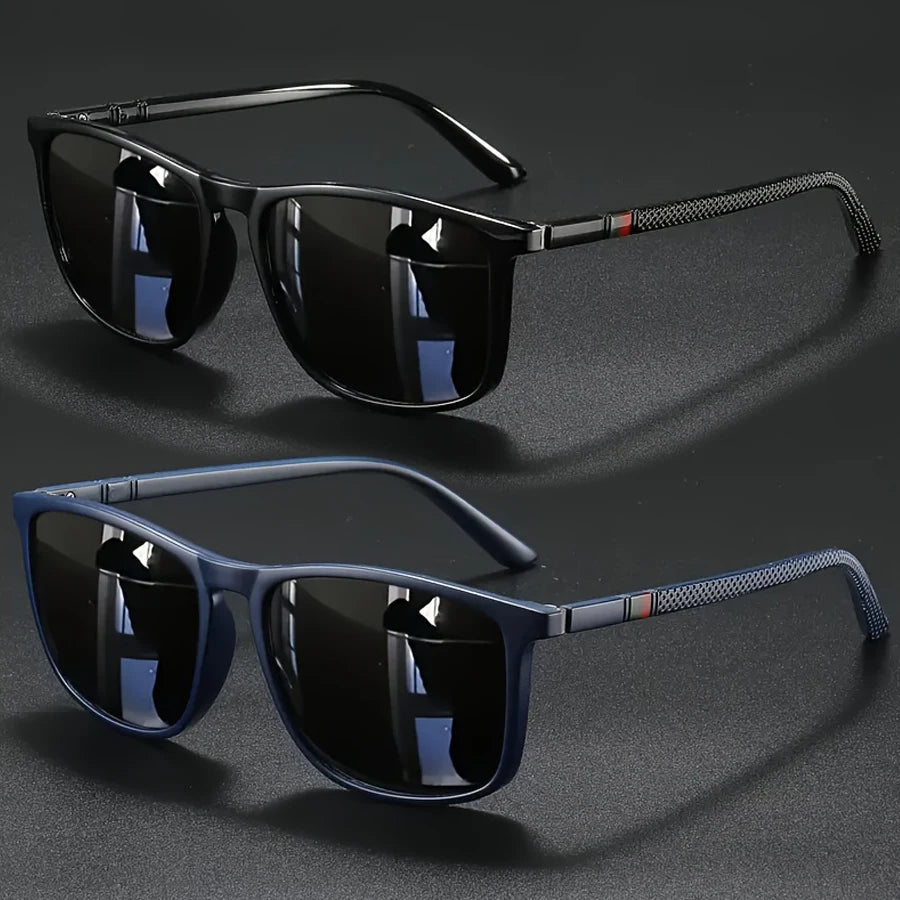 2pcs Luxury Square Vintage Cycling Sunglasses Men Women Fashion Travel Driving Fishing Sun Glasses Male Eyewear UV400