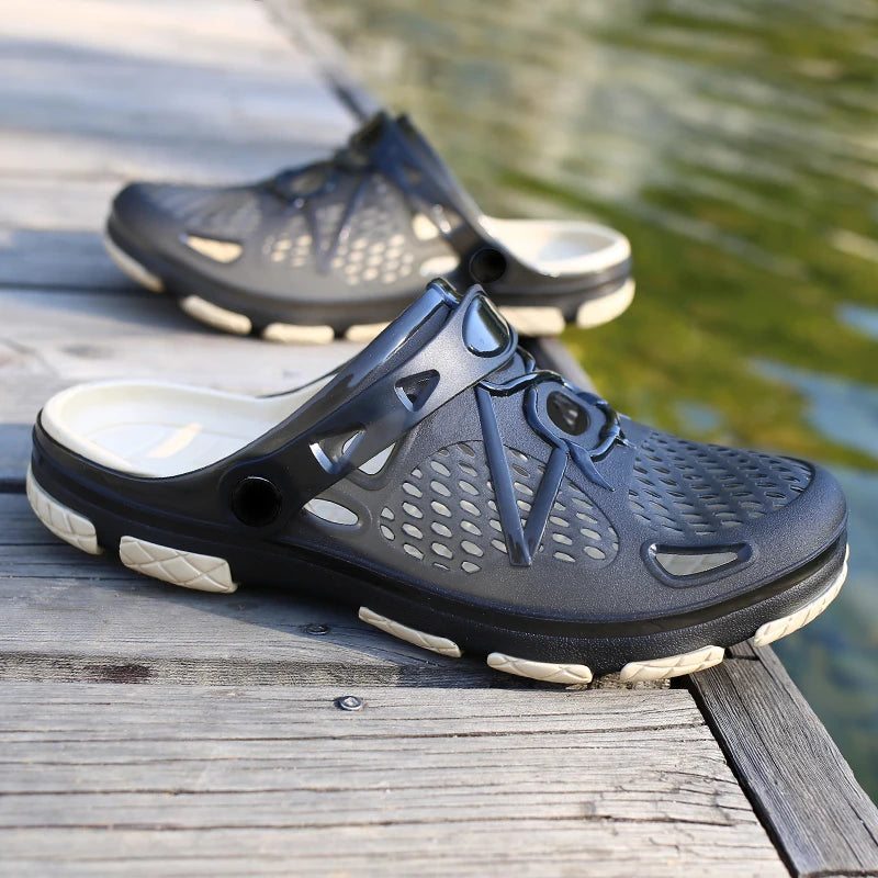 Men's lightweight slip-on sandals, indoor non-slip, outdoor beach casual, daily wear, comfortable slip-on shoes, fashionable clo