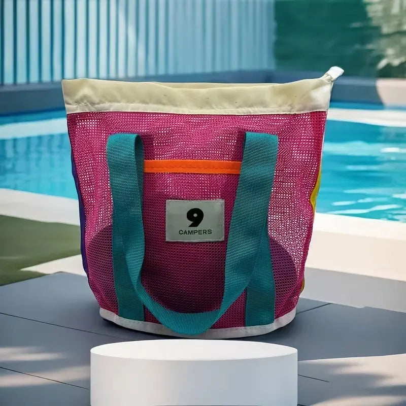 1 Piece Beach Bucket - Bathing Storage Bag, Portable Mesh Toiletry Tote for the Seaside