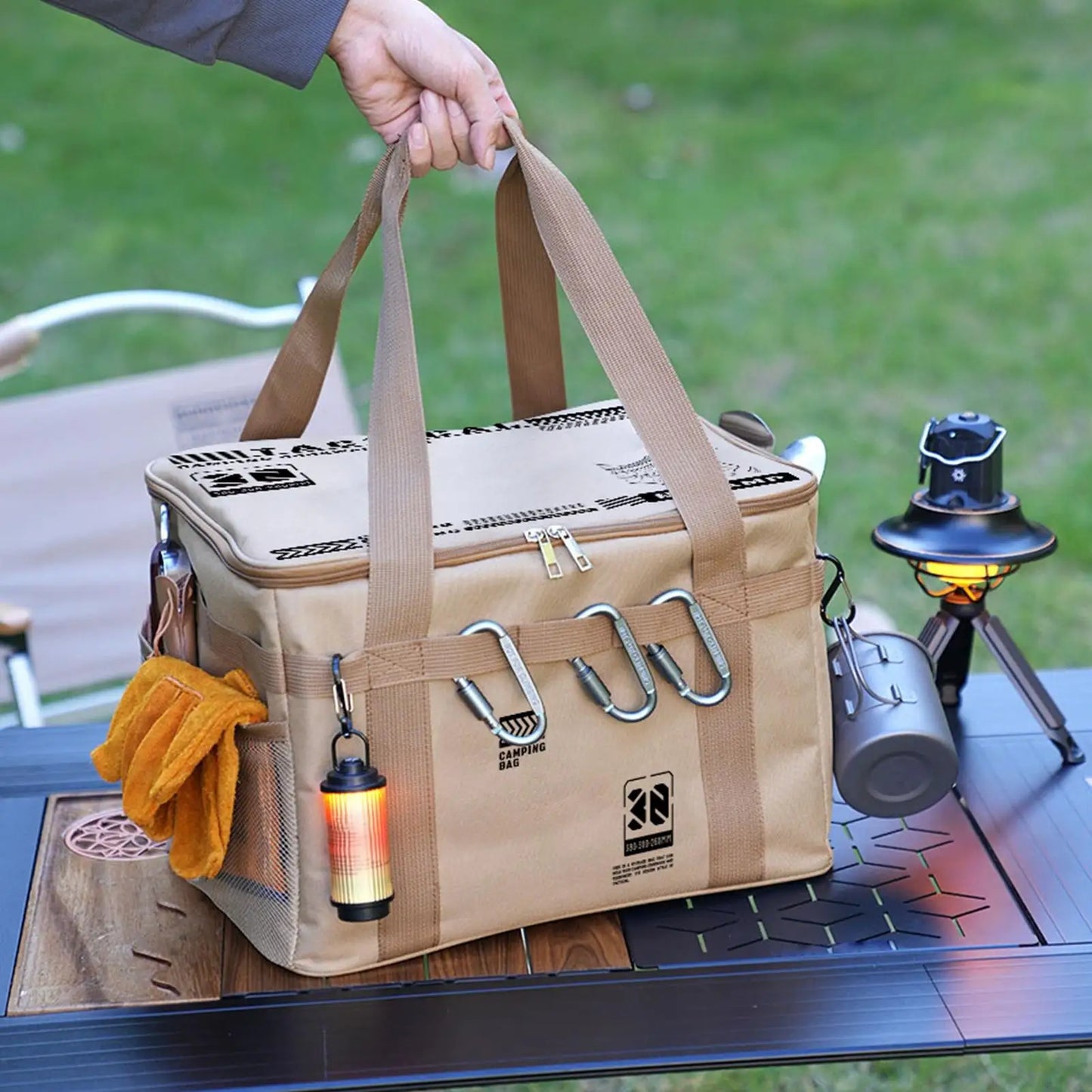 Camping Storage Bag Camping Cookware Organizer Tote Bag 30L Utility Duffel Foldable Container with Handle for Moving Dorm Garage