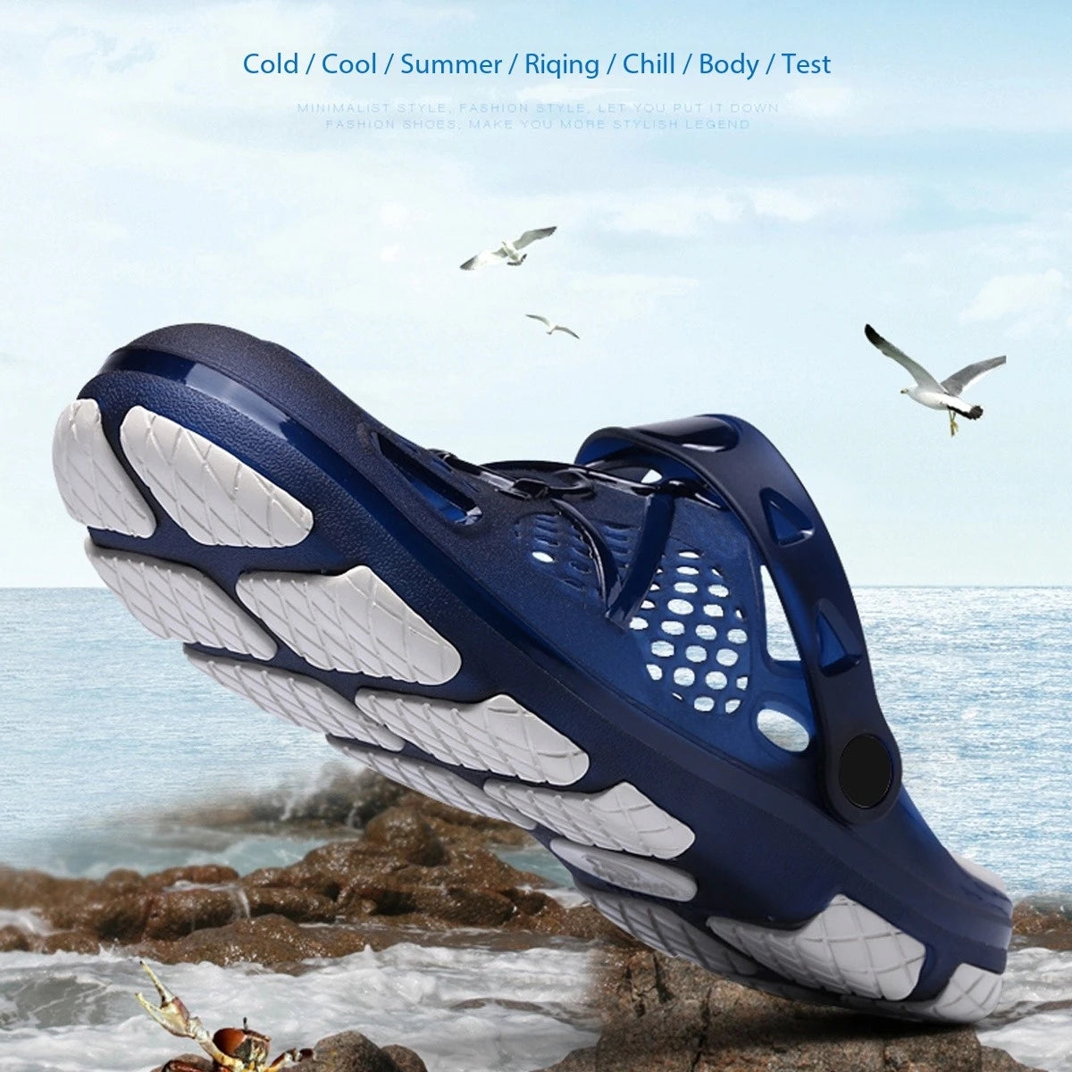 Men's lightweight slip-on sandals, indoor non-slip, outdoor beach casual, daily wear, comfortable slip-on shoes, fashionable clo