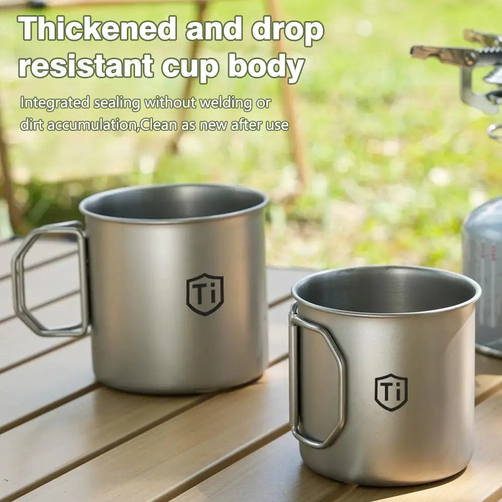 Camping Mug Titanium Cup Tourist Tableware Picnic Utensils Outdoor Kitchen Equipment Travel Cooking Set Cookware Hiking