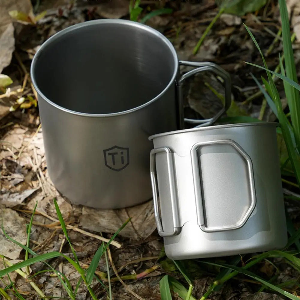 Camping Mug Titanium Cup Tourist Tableware Picnic Utensils Outdoor Kitchen Equipment Travel Cooking Set Cookware Hiking