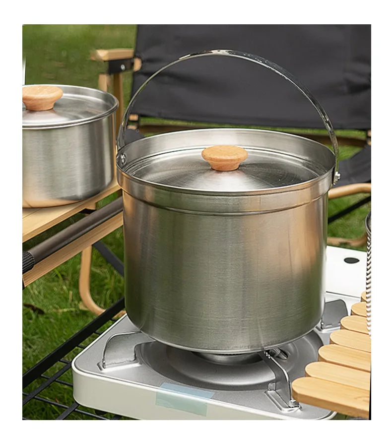 CLS 14PCS 22PCS Camping Cookware Set 304 Stainless Steel Outdoor Portable Picnic Tableware for Household Hiking Bowl Pot Set