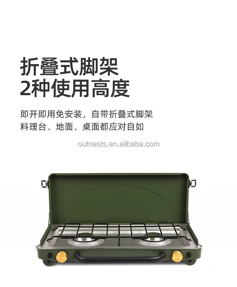 Multi Fuel Camping Stove Portable Two Burner Cookware Outdoor Picnic Bbq Grill Foldable Gas Stove High Power Cooking