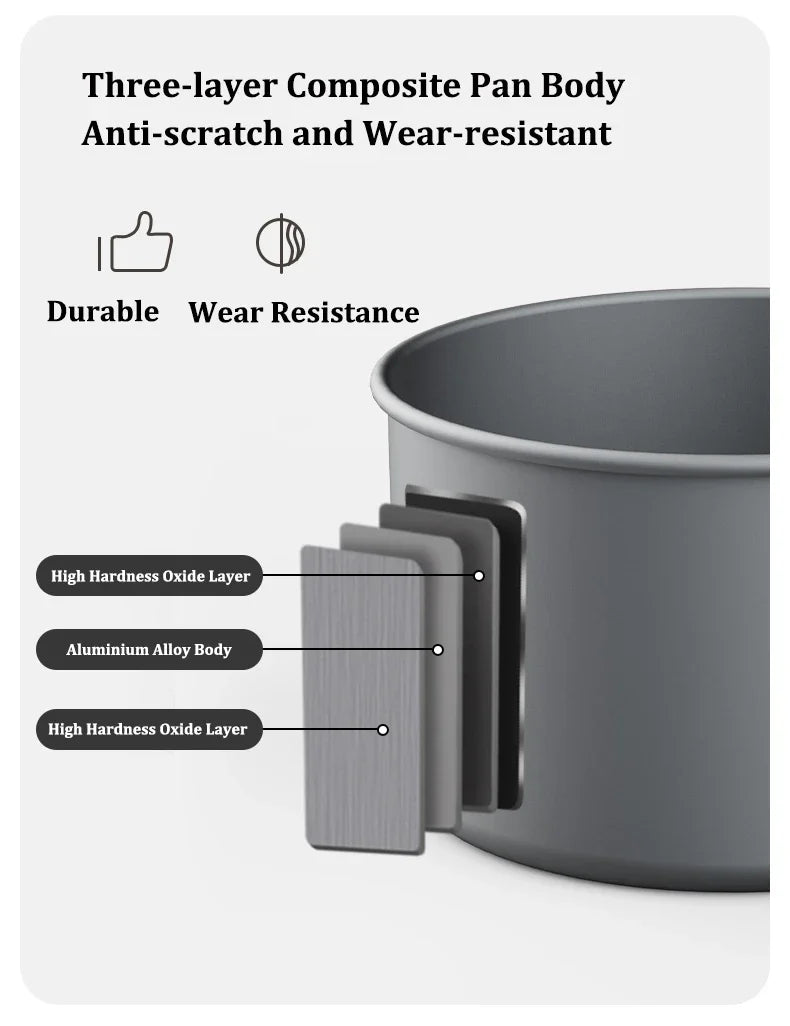 Naturehike Camping Cookware Outdoor Cooking Ultralight Aluminum Pot Kettle Tablewear Set Cool Camping Gear Kitchen Accessories