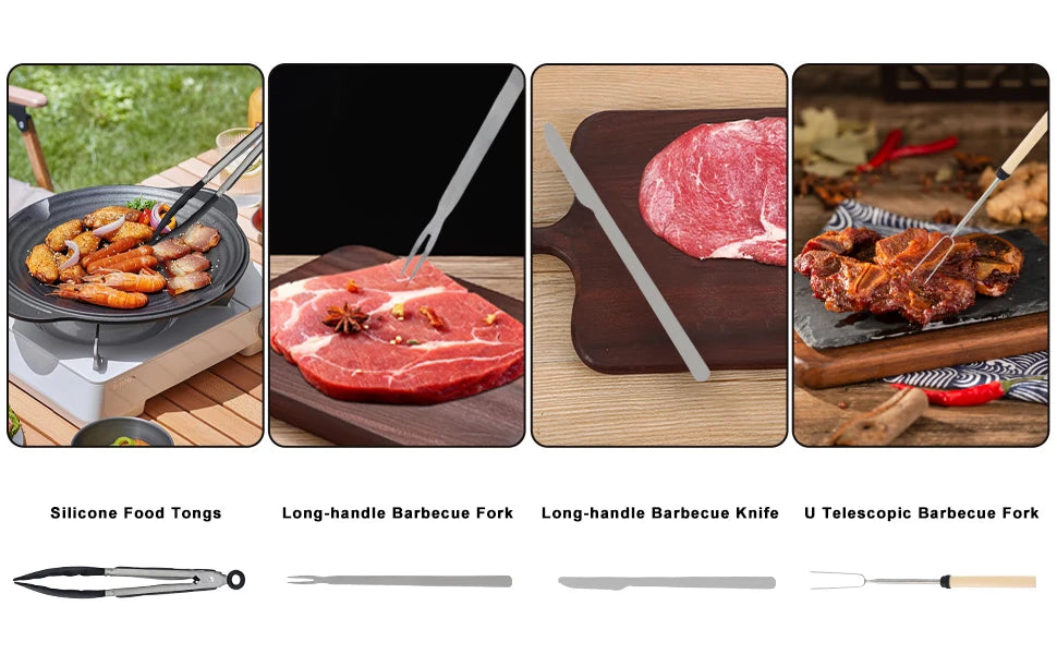 26Pcs Outdoor Camping Cooking Utensils Set Silicone Kitchen Utensil Cooking Set RVs Camping Cooking and Grilling Gear Must Haves