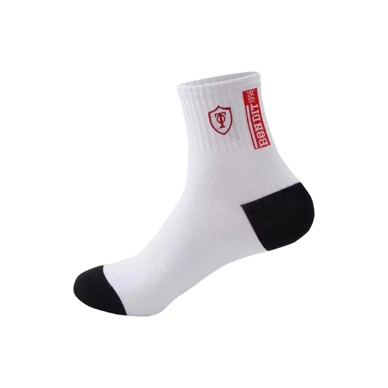 5 Pairs Men’s Breathable Bamboo Fiber Sports Socks Anti-Odor Sweat-Absorbing Business Crew Stockings Suitable for All Seasons