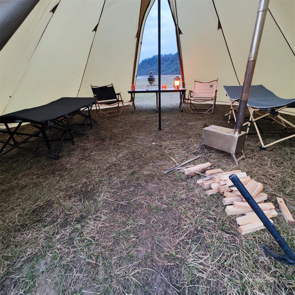 500PRO Tipi Hot Tent with Fire Retardant Stove Jack 5~8 Person Teepee Tents for Family Team Outdoor Backpacking Camping Hiking