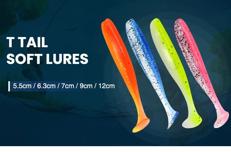 10Pcs/Bag 70mm 90mm 120mm Swim Bait Lure Soft Plastics 2 Inch Saltwater Paddle Tail Swimbait