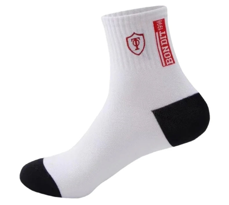5 Pairs Men’s Breathable Bamboo Fiber Sports Socks Anti-Odor Sweat-Absorbing Business Crew Stockings Suitable for All Seasons