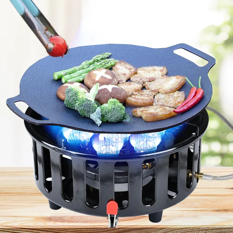19800W 7-Core Camping Stove High-Power Strong Fire Portable Tourist Gas Burner Windproof Electronic Ignition Camping Equipment
