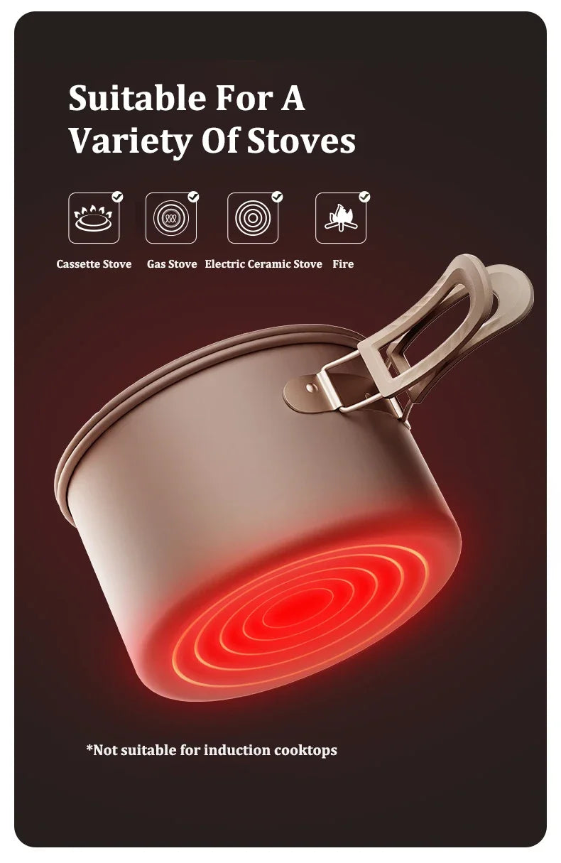 Naturehike Camping Cookware Outdoor Cooking Ultralight Aluminum Pot Kettle Tablewear Set Cool Camping Gear Kitchen Accessories