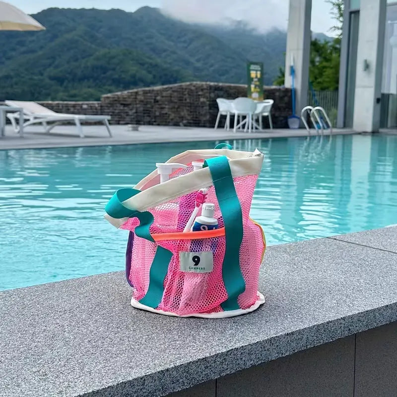 1 Piece Beach Bucket - Bathing Storage Bag, Portable Mesh Toiletry Tote for the Seaside