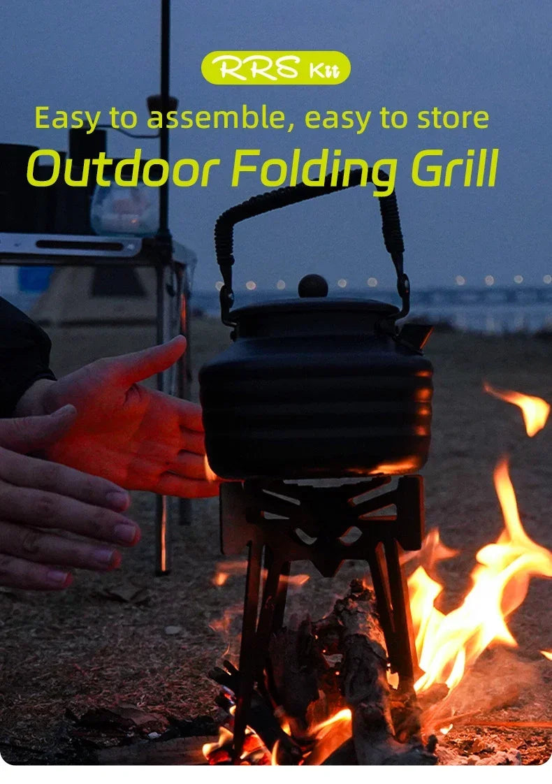 2026Outdoor Camping Incinerator BasePortable Kettle Stand Multifunctional Collapsible Stand Grate Stainless Steel Charcoal Stove
