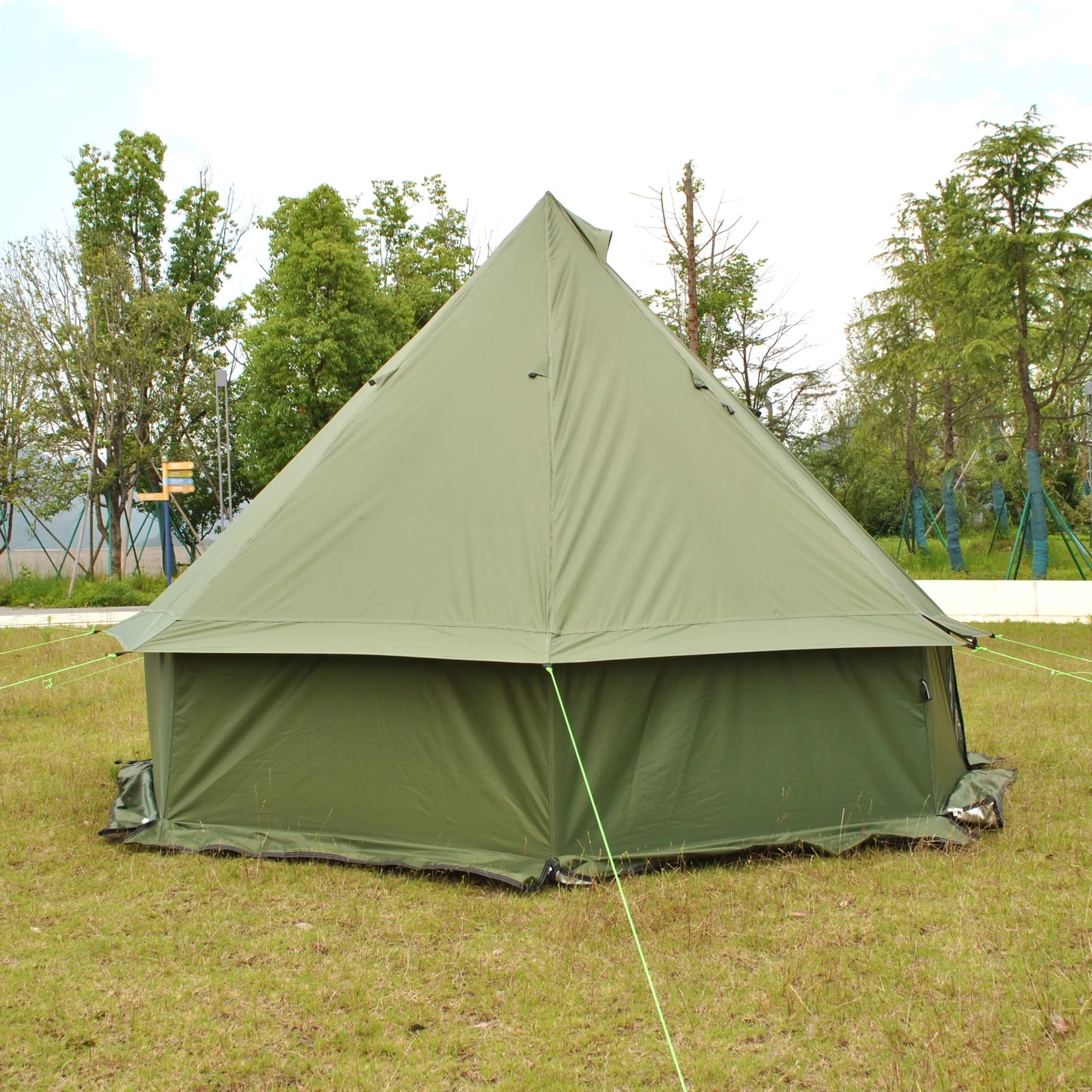 8 Person Large Pyramid Hot Tent with Four Seasons Camping Chimney Wood Stove for Outdoor Cooking Mongolian Bag Tent CZX-998