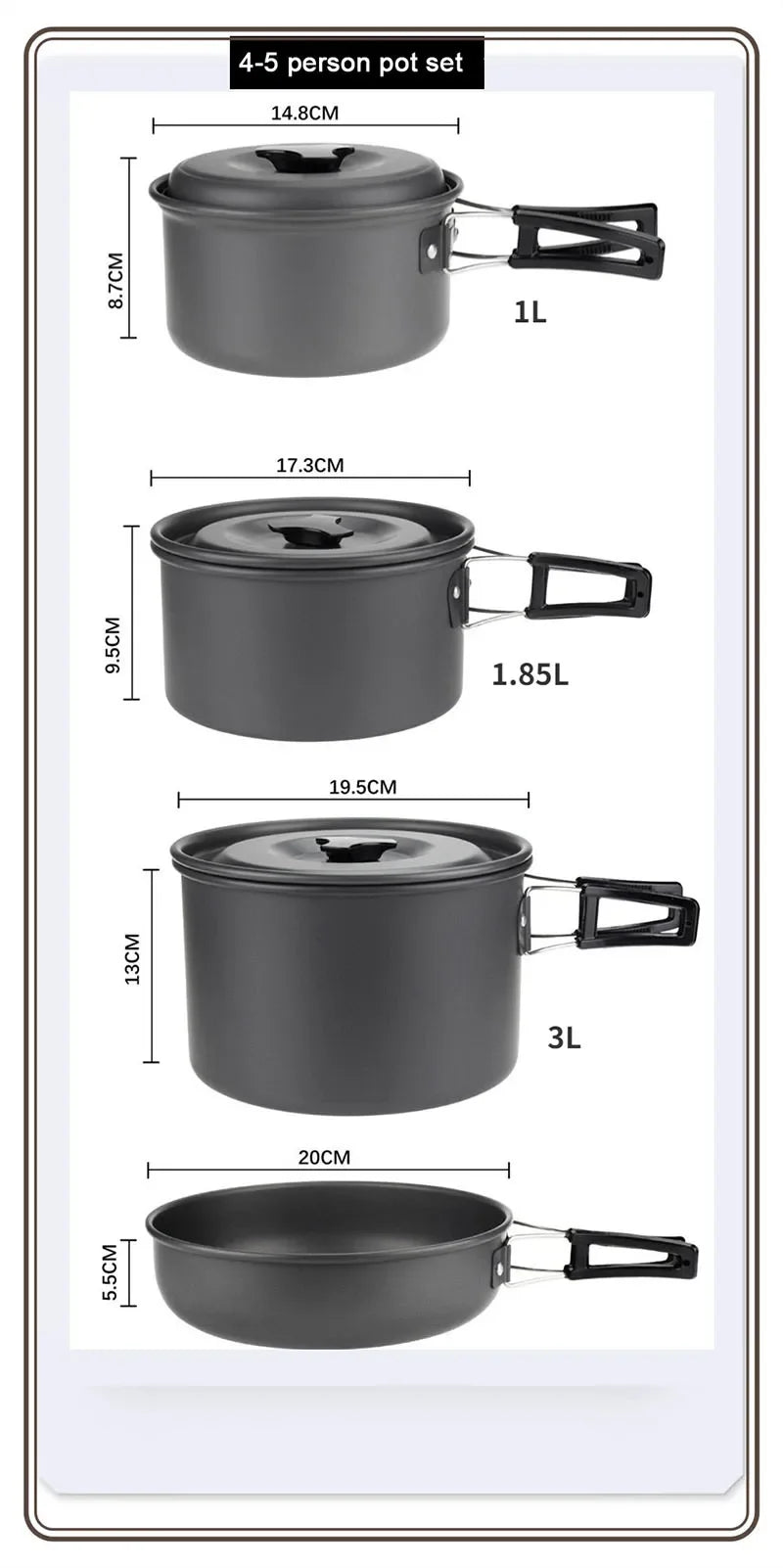Lightweight and Portable Camping Cookware Set, Pot and Pan with Carrying Bag, Perfect for Outdoor Camping