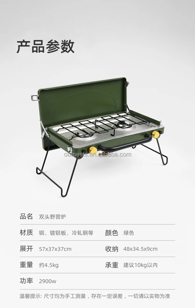 Multi Fuel Camping Stove Portable Two Burner Cookware Outdoor Picnic Bbq Grill Foldable Gas Stove High Power Cooking