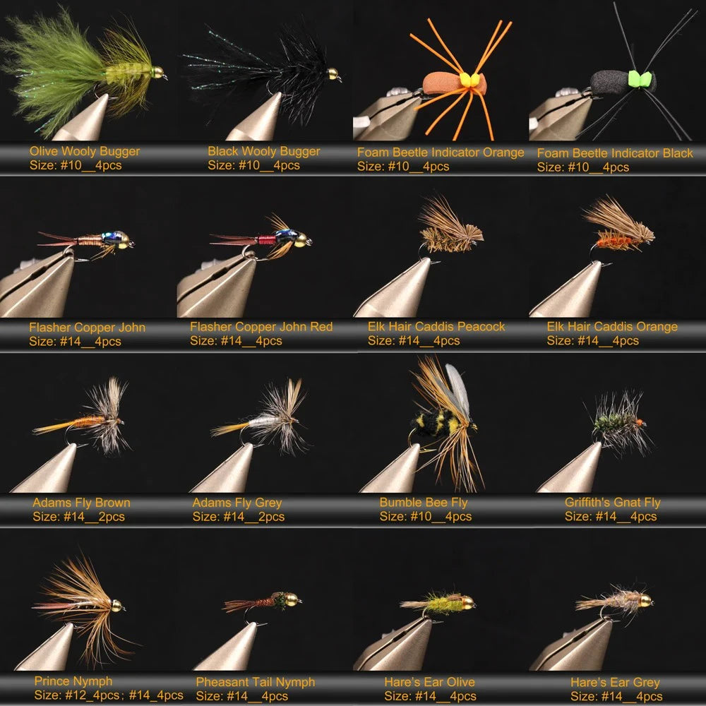 120PCS/Box Fly Fishing Lure Kit Dry Wet Flies Nymphs Woolly Buggers Streamers Emerger Worms Bass Trout Grayling Fishing Bait