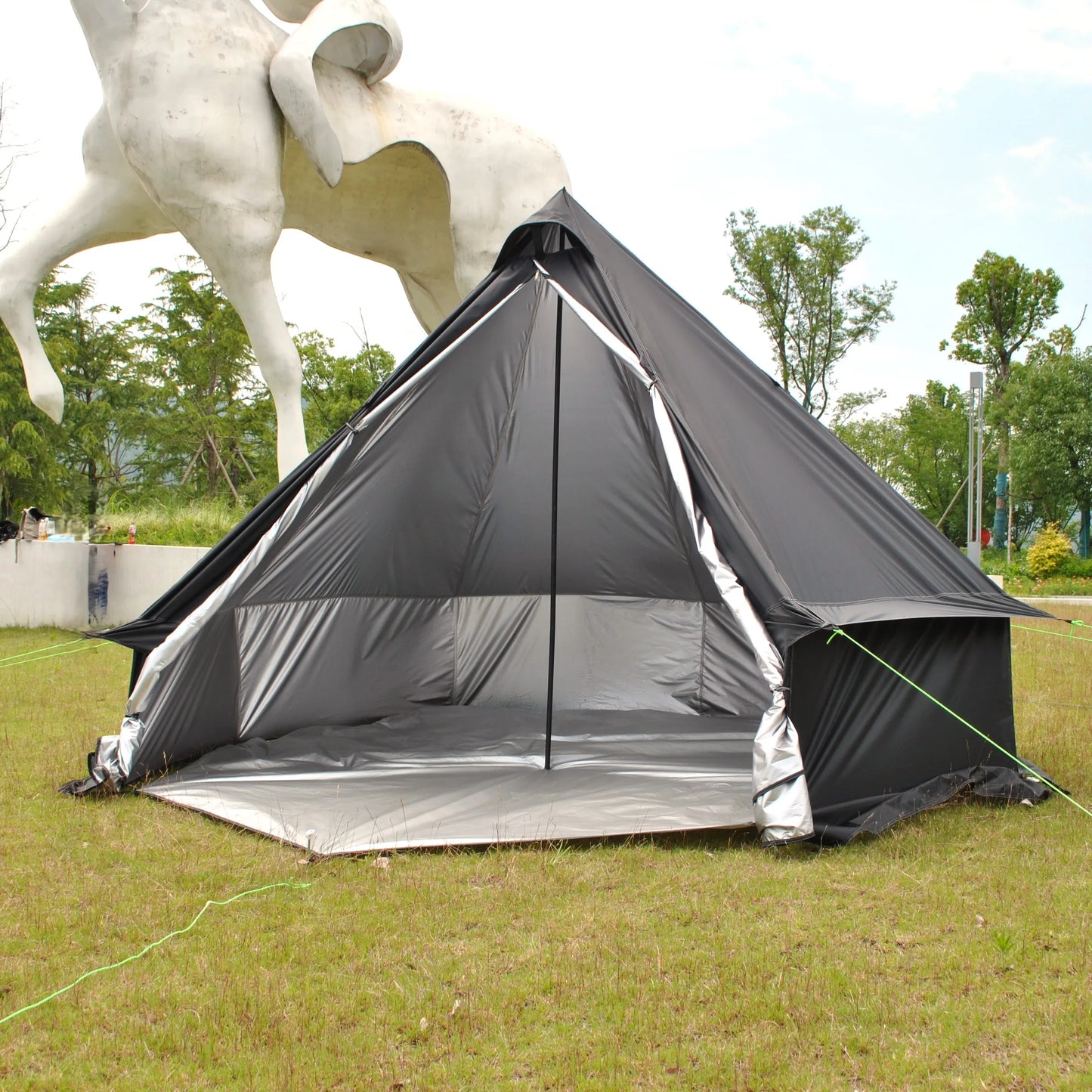 8 Person Large Pyramid Hot Tent with Four Seasons Camping Chimney Wood Stove for Outdoor Cooking Mongolian Bag Tent CZX-998