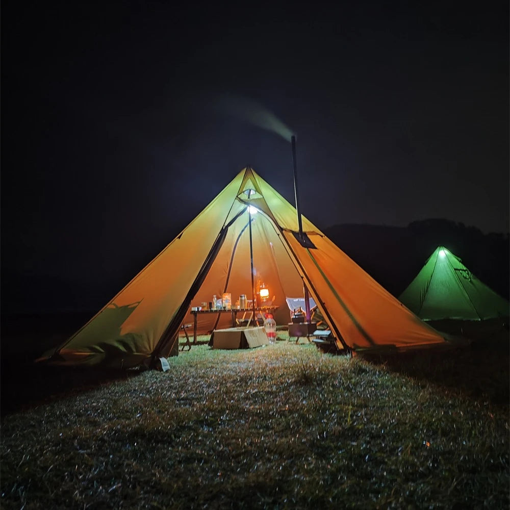 YOUSKY Winter Snow Skirt Outdoor Camping Tent with Chimney Wood Stove Large Pyramid Tent for Hot and Cold Weather Camping