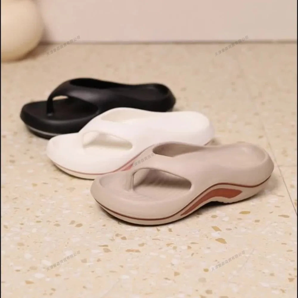 Women Stylish EVA Flip-Flops Comfortable Soft Anti-Slip Anti-Odor Fashionable Versatile for Beach Summer Casual Wear Beach Shoes