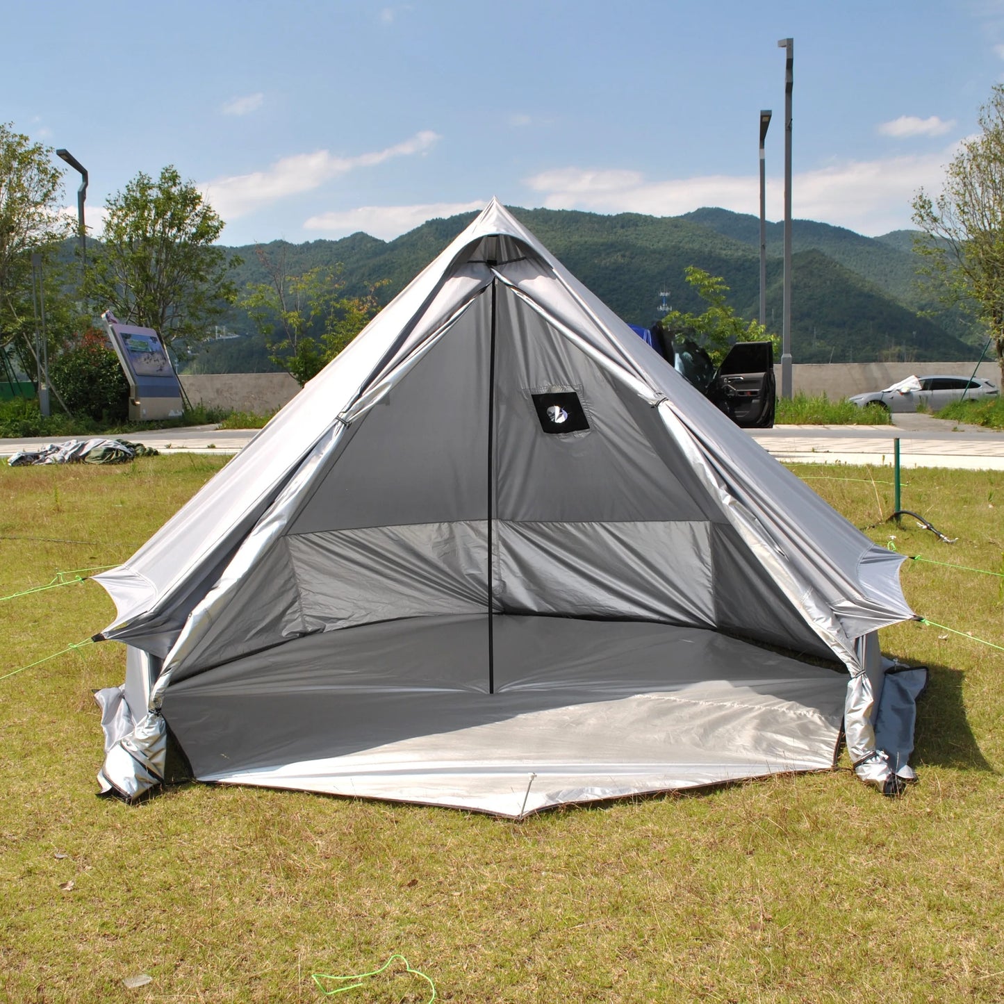 8 Person Large Pyramid Hot Tent with Four Seasons Camping Chimney Wood Stove for Outdoor Cooking Mongolian Bag Tent CZX-998