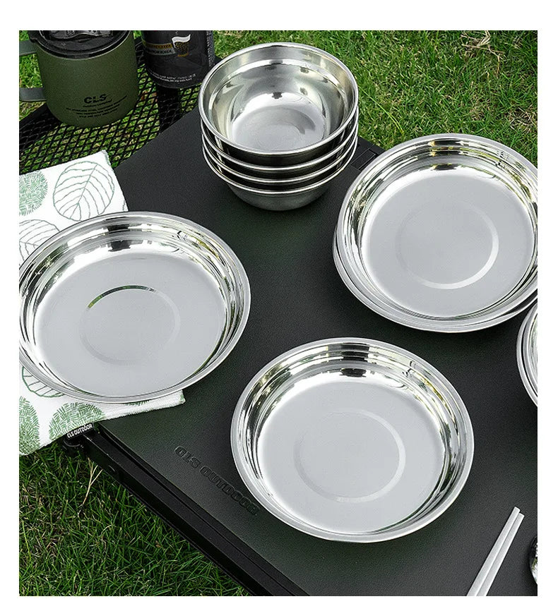 CLS 14PCS 22PCS Camping Cookware Set 304 Stainless Steel Outdoor Portable Picnic Tableware for Household Hiking Bowl Pot Set