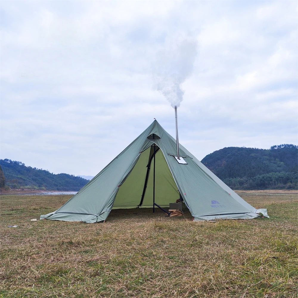 YOUSKY Winter Snow Skirt Outdoor Camping Tent with Chimney Wood Stove Large Pyramid Tent for Hot and Cold Weather Camping
