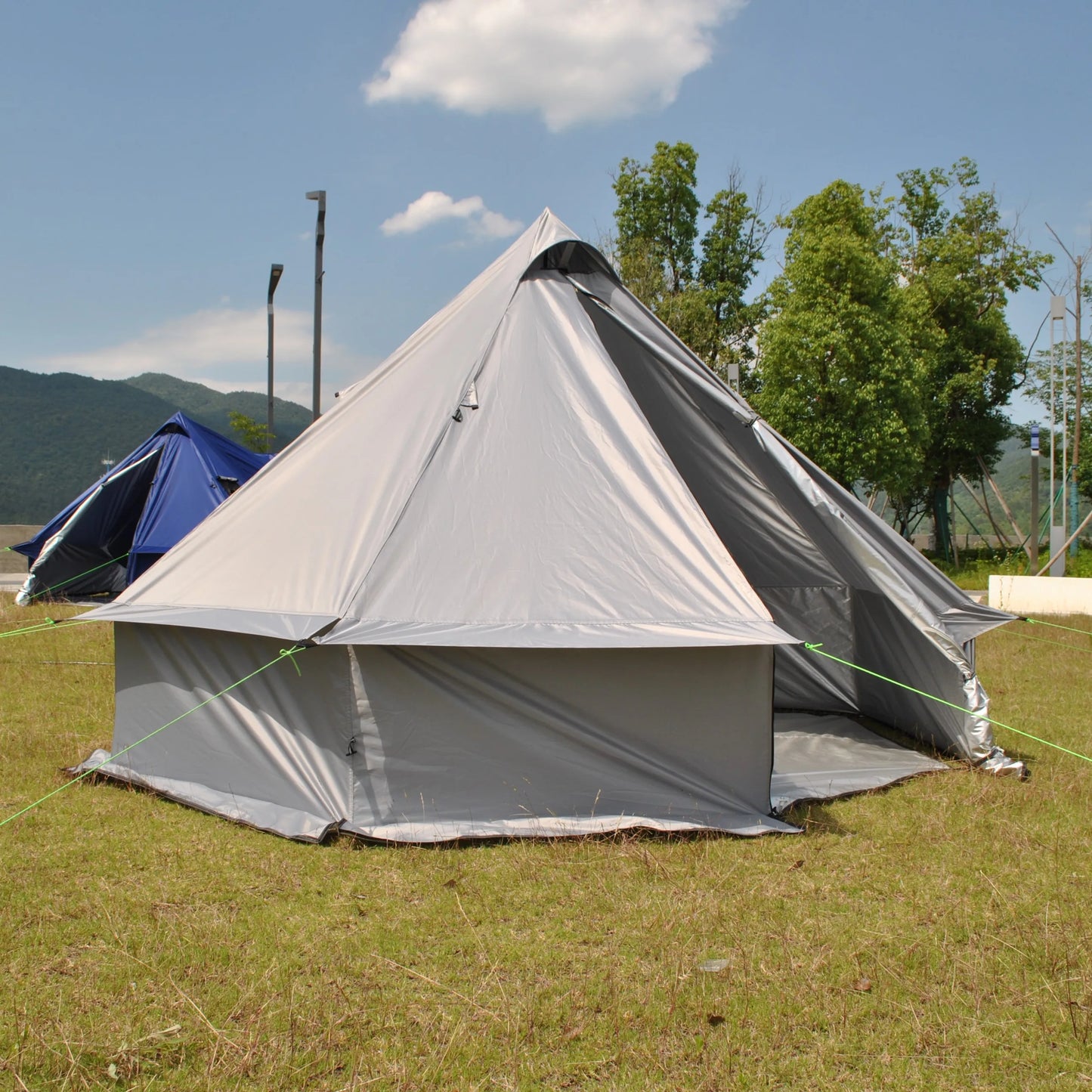 8 Person Large Pyramid Hot Tent with Four Seasons Camping Chimney Wood Stove for Outdoor Cooking Mongolian Bag Tent CZX-998