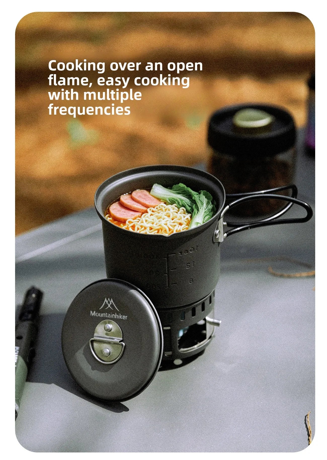 MOUNTAINHIKER New Outdoor Camping Alcohol Stove Set All-in-one Portable Lightweight Aluminum Alloy Stove Pot Cooking Accessory