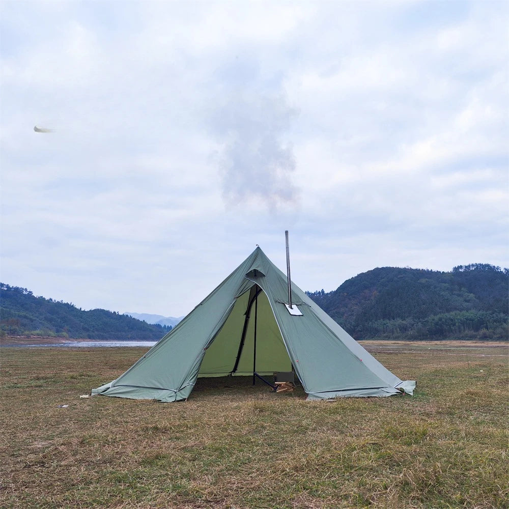 YOUSKY Winter Snow Skirt Outdoor Camping Tent with Chimney Wood Stove Large Pyramid Tent for Hot and Cold Weather Camping