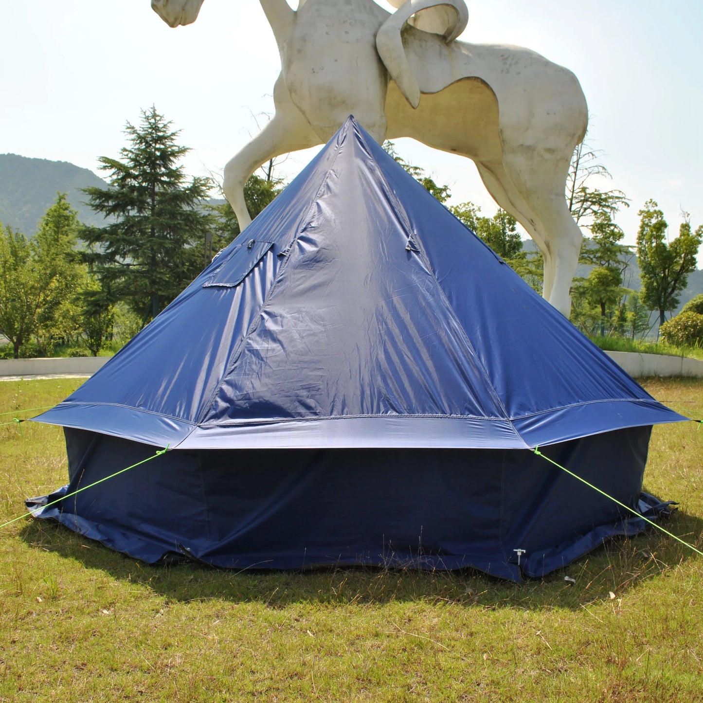 8 Person Large Pyramid Hot Tent with Four Seasons Camping Chimney Wood Stove for Outdoor Cooking Mongolian Bag Tent CZX-998