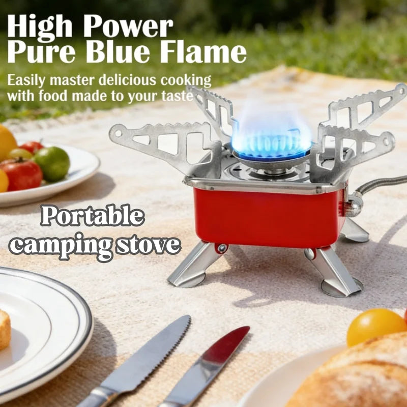 Portable camping stove burner, foldable and windproof outdoor fire stove, camping, hiking, picnic, camping burner, barbecue stov