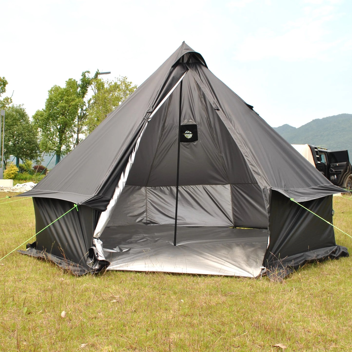 8 Person Large Pyramid Hot Tent with Four Seasons Camping Chimney Wood Stove for Outdoor Cooking Mongolian Bag Tent CZX-998