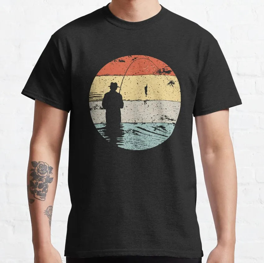 Evolution of Man Fly Fishing Funny T Shirt for men 100% Cotton printed plus size Fishing Angling Fishermen Fish Retr Gift Idea